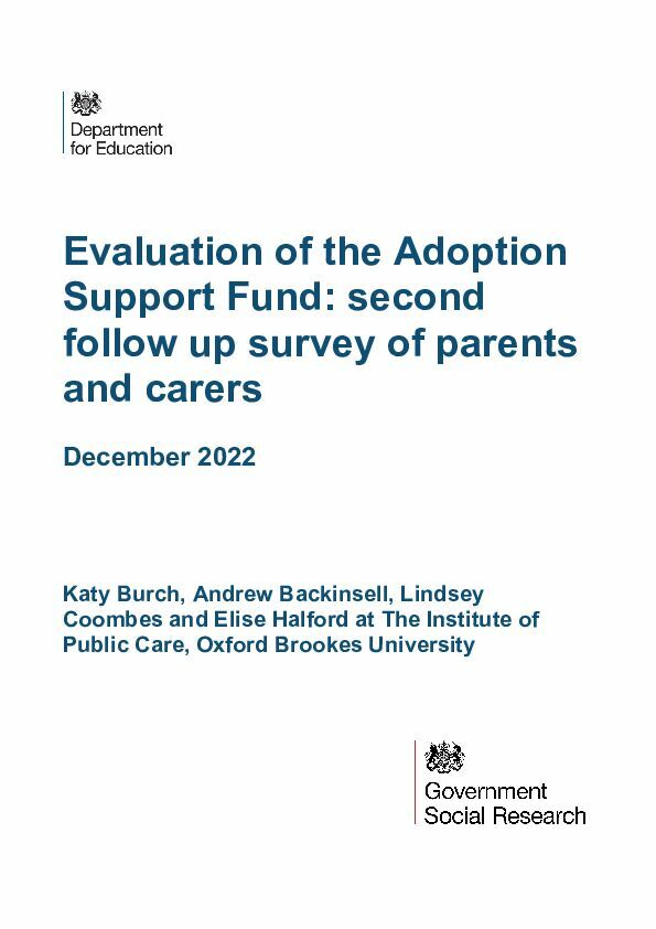ASF second follow up survey of parents and carers