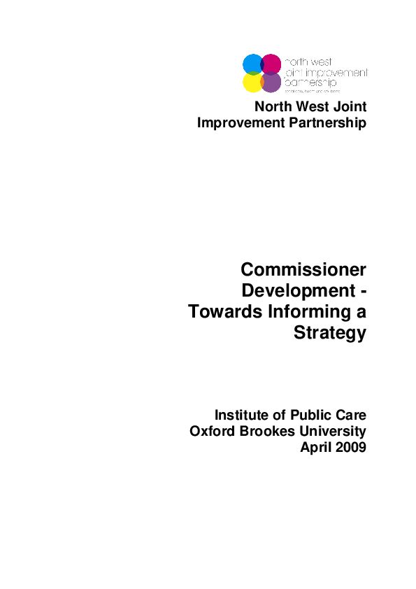 Commissioner Development Towards Informing a Strategy