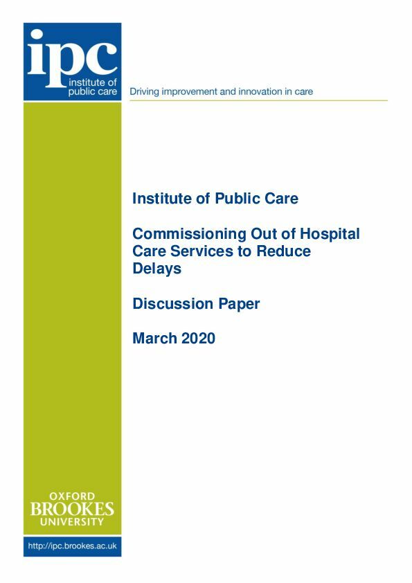 Commissioning Out of Hospital Care Services to reduce delay Final March 2020