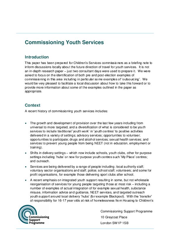 Commissioning Youth Services