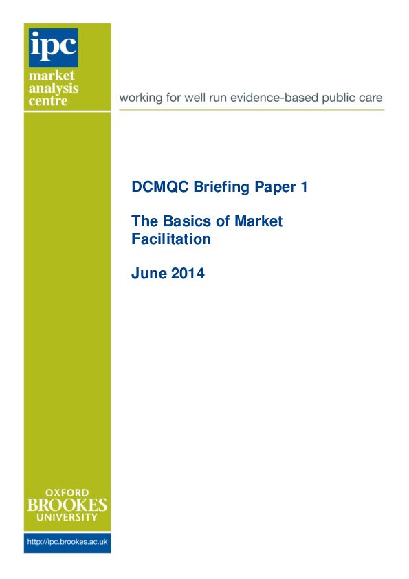DCMQC paper 1 Basics of market facilitation