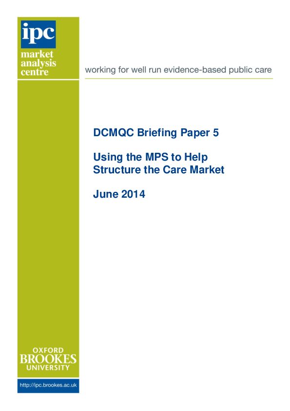 DCMQC paper 5 Using the MPS to help structure the market