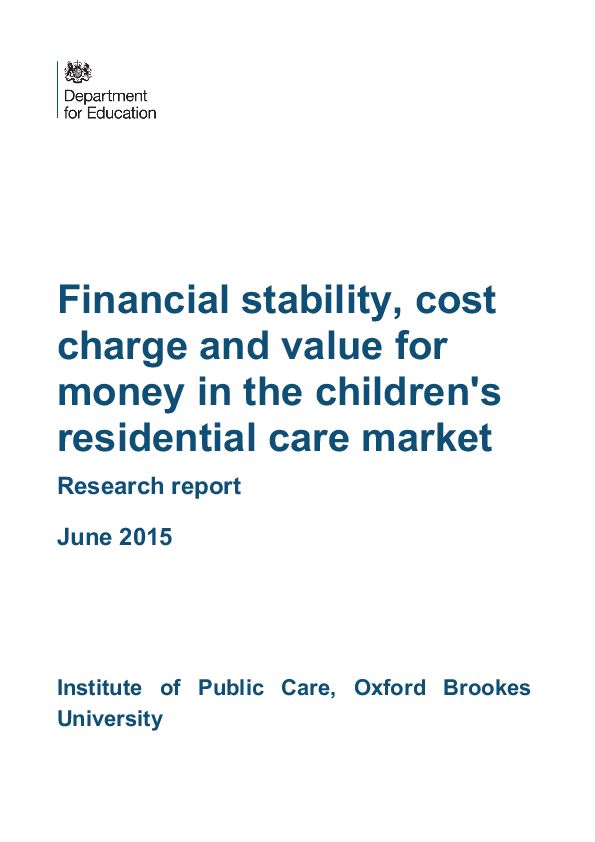 Df E Childrens residential care market report June2015