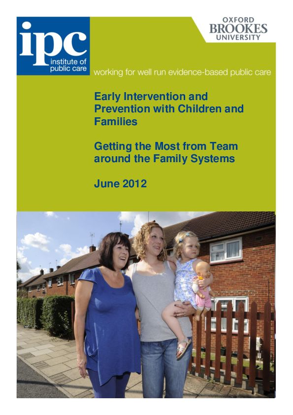 Early Intervention and Prevention with Children and Families June 2012