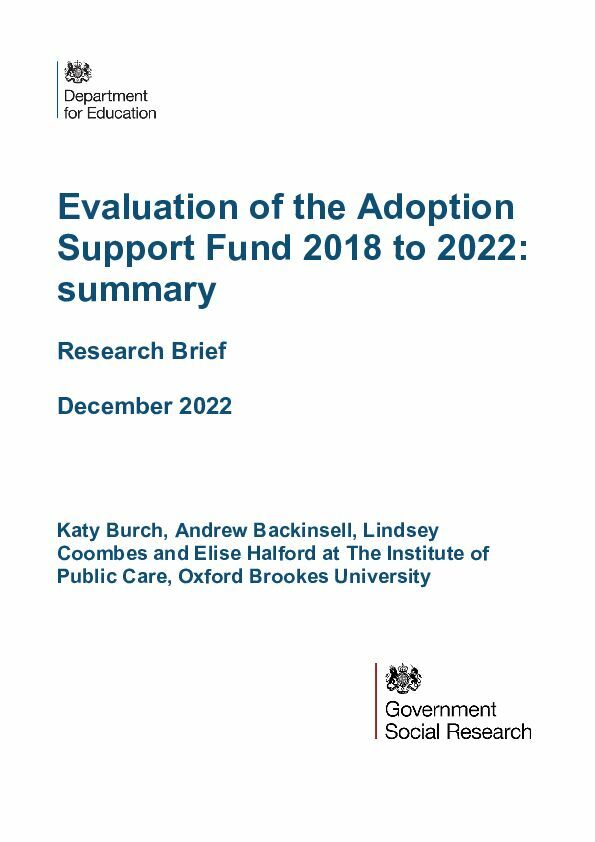 Evaluation of the Adoption Support Fund 2018 to 2022 summary
