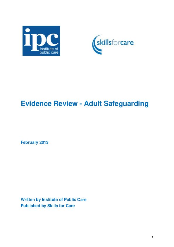 Evidence Review Adult Safeguarding
