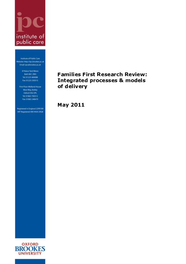 Families First Integrated Processes Report
