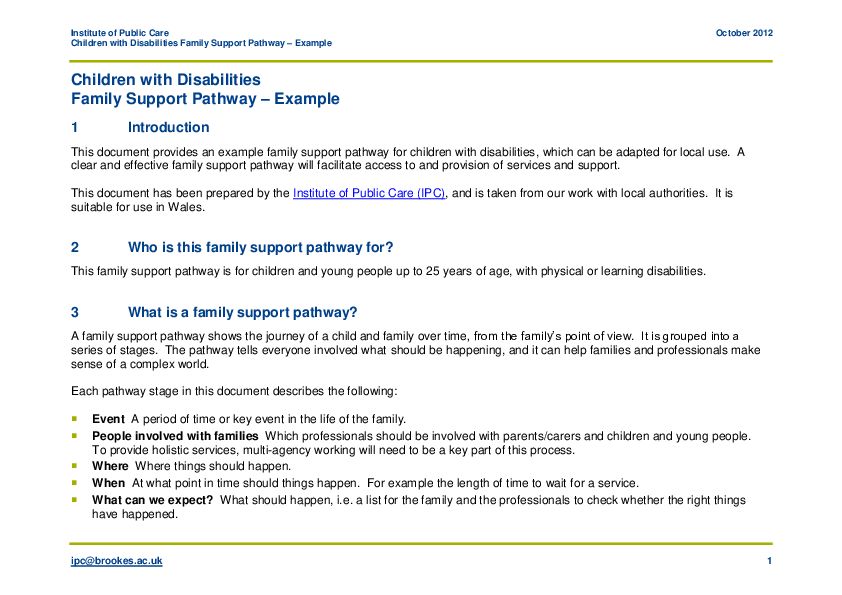 Family support pathway for children with disabilities