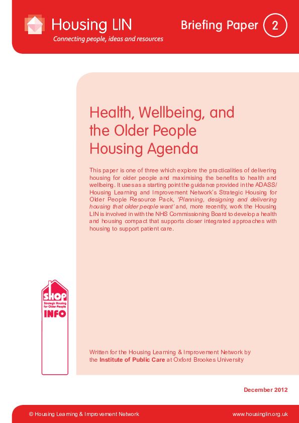 HWB and the Older People Housing Agenda