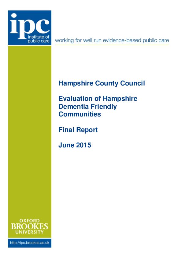 Hampshire Dementia Friendly Communities Evaluation June 2015