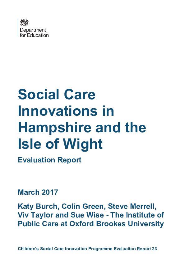 Hampshire and IOW Evaluation Report March 2017