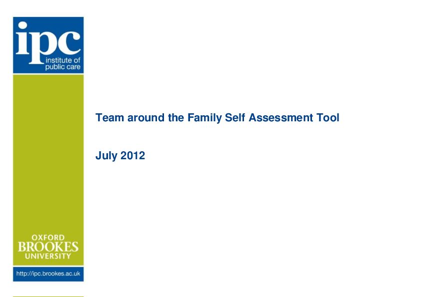IPC Self Assessment Tool for TAF Arrangements July 2012