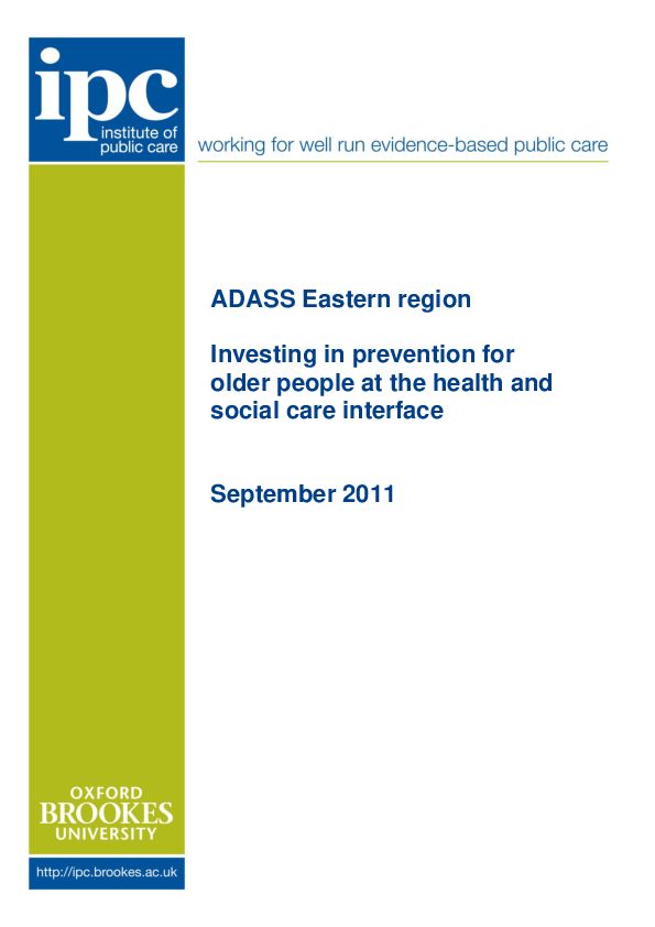 Investing in prevention for older people at the health and social care interface