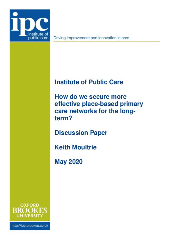 Long term primary care networks May 2020 publication