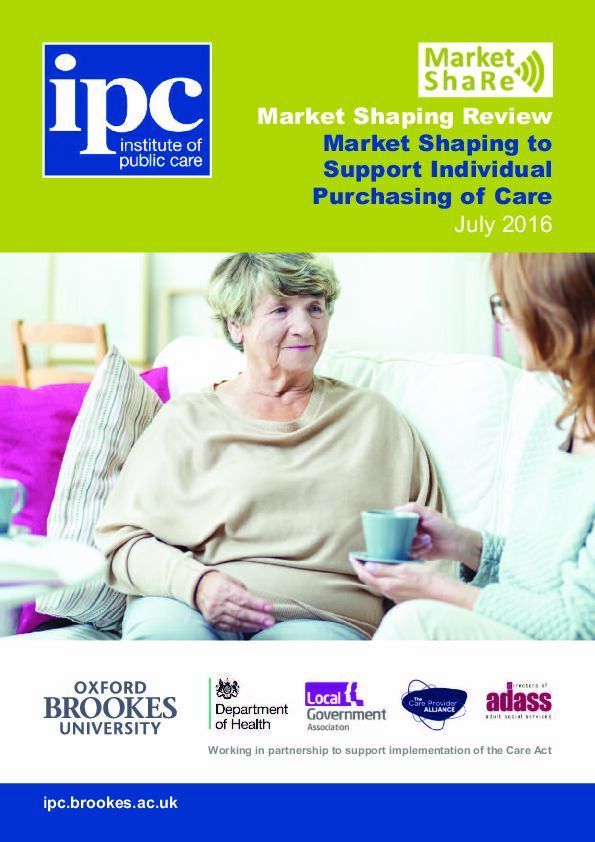 Market shaping to support individual purchasing of care