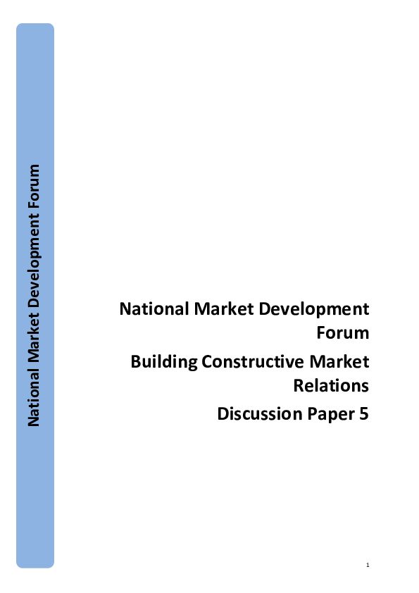 NMDF Briefing Paper 5 Building Constructive Market Relationships
