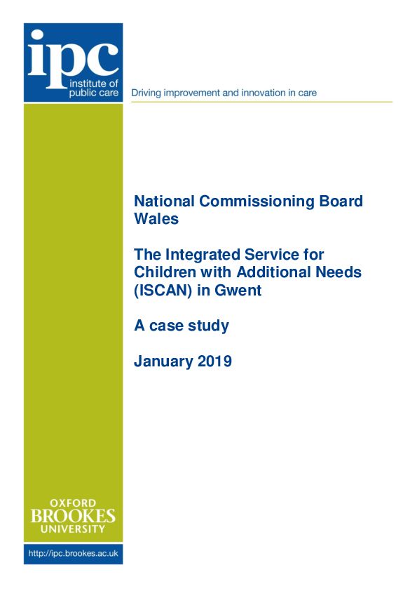 National Commissioning Board Children Commissioning Gwent ISCAN Case Study