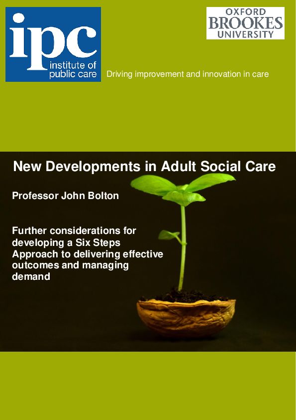 New Developments in Adult Social Care