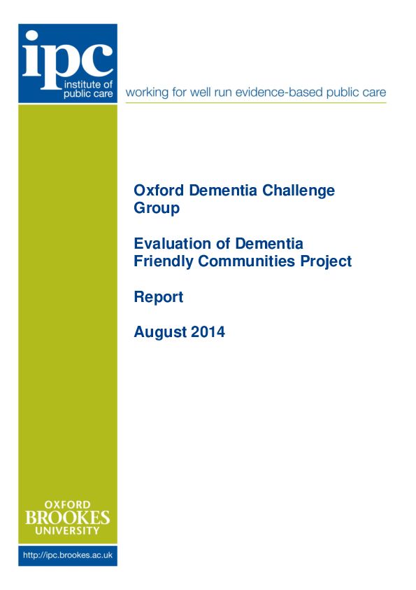 Oxfordshire Dementia Friendly Communities evaluation August 2014
