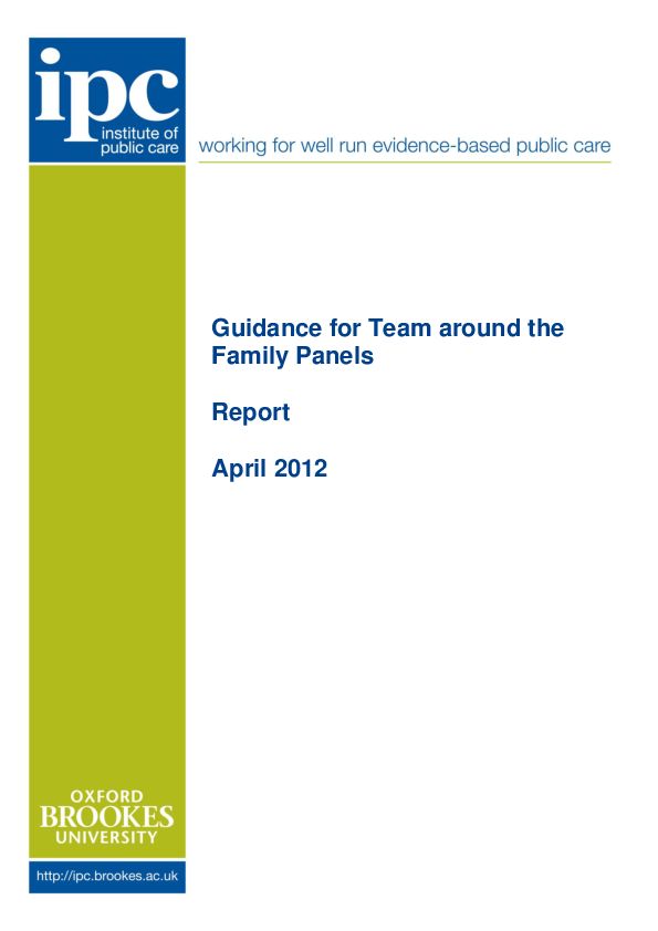 Panel Guidance for Team around the Family April 2012