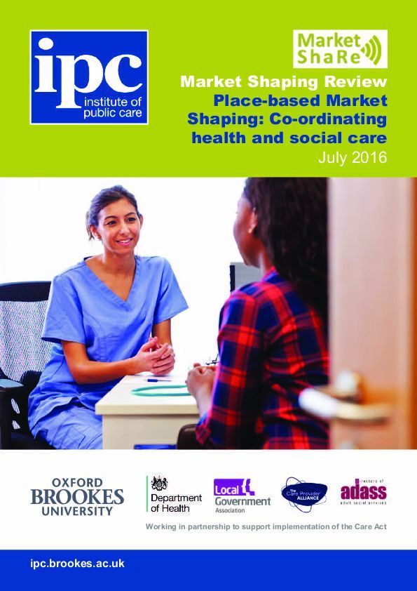 Place based Market Shaping co ordinating health and social care