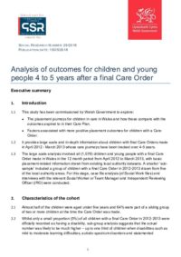 Placement outcomes children young people 4 5 years after final care order summary en